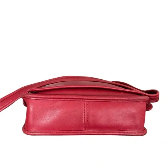 Rare Coach Vintage Red Leather Flap Bag Messenger Y2K Shoulder Bag Crossbody - Picture 12 of 17